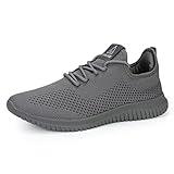 VAMJAM Men's Running Shoes Ultra Lightweight Breathable Walking Shoes Non Slip Athletic Fashion Sneakers Mesh Workout Casual Sports Shoes Allgrey Size 10.5