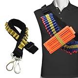 WALWAL Elite Tactical Toy Bullet Bandolier，Adjustable High Capacity Dart Carrier Compatible for Nerf Elite Blasters - Foam Ammunition Game Accessory with Elastic Rope (Bandolier Only,Yellow)