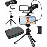 Movo iVlogger Vlogging Kit for iPhone - Lightning Compatible YouTube Starter Kit for Content Creators - Accessories: Phone Tripod, Phone Mount, LED Light and Shotgun Microphone