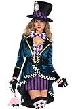 Leg Avenue Women's 4 Pc Delightful Mad Hatter Halloween Costume, Multicolor, 3X-4X