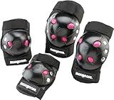 Mongoose Kids BMX Bike Gel Knee and Elbow Pad Set, Multi-Sport Protective Gear for Boys and Girls Age 8 and Up, Kneesavers and Elbowsavers, Black/Pink