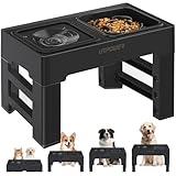 URPOWER 2-in-1 Elevated Slow Feeder Dog Bowls with No Spill Dog Water Bowl 4 Height Adjustable Raised Dog Bowl Non-Slip Dog Food and Water Bowls with Stand for Small Medium Large Dogs, Cats and Pets