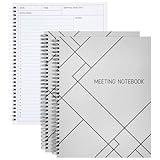 Juvale 2 Pack Meeting Notebooks for Work, Spiral-Bound Daily Planner for Project Management, Office, Business, Note Taking, Organizer, and Office Supplies (160 Pages, 8.5 x 11 In)