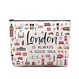 London Travel Gift Makeup Bag, London Lover Souvenirs Gifts, London City Themed Gifts for Traveller Women Friends, London Trip Gift Travel Toiletry Cosmetic Organizer Zipper Pouch Accessories Bag