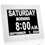 JALL 【New 2024】 Digital Calendar Alarm Day Clock - with 8" Large Screen Display, am pm, Multiple Alarms, for Impaired Vision People, The Aged Seniors, The Dementia, for Desk, Wall Mounted,