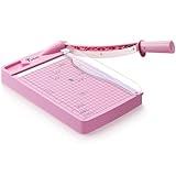 Firbon 12" Guillotine Paper Cutter, Heavy Duty 12-Sheet Capacity Trimmer for Cardstock, Photos, Scrapbooking, Office, Classroom, Studio (Pink)
