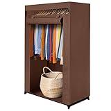 HOLDN’ STORAGE Portable Wardrobe Closet - Premium Metal Hanging Rod with Beige Cover- 65 Lb. Weight Capacity- Super Easy Assembly, No Tools Required (Brown)