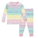 HonestBaby unisex baby Organic Cotton 2-piece Snug Fit Pajama Set, Rainbow Stripe, 4T US