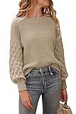 PRETTYGARDEN Women's 2024 Winter Pullover Sweater Casual Long Sleeve Crewneck Loose Chunky Knit Jumper Tops Blouse (Apricot,X-Large)