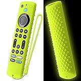Silicone Cover for Fire TV Stick 4K Max 2nd/ Insignia/Toshiba Remote Cover Shockproof Protective Case for Omni Series and TV 4-Series Remote with Lanyard(Glow Green)