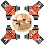 WETOLS Corner Clamp for Woodworking, 90 Degree Right Angle Clamp, Wood Clamps, 4Pcs Adjustable Spring Loaded Woodworking Clamp, Gifts for Dad, Birthday Gifts for Men, Photo Framing, Orange