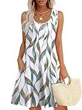 WEESO Summer Dresses for Women 2025 Trendy Tank Sleeveless Dress Sundresses with Pockets Vacation Outfits for Women Floral Multi Leaf L