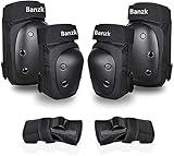 Adult/Child Knee Pads Elbow Pads Wrist Guards 3 in 1 Protective Gear Set for Skateboarding Inline Roller Biking Roller Skating Cycling Outdoor Sports Black M