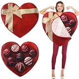 Twistover Box of Chocolates Heart Costume Valentine's Day Costume Chocolate Candy Box Outfit Adult Heart Outfit for Halloween Anniversary Birthday Christmas Party Supplies Favors for Women Men