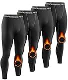 Dalavch 4 Pack Men Thermal Compression Pants,Fleece Lined Heated Leggings for Cold Weather Sports Athletic Winter Baselayer 2 Black 2 Gray Medium