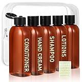 5 Pack Travel Bottles for Toiletries, 3.4oz TSA Approved Travel Size Containers, Leak Proof Refillable Travel Accessories for Shampoo Conditioner, Plastic Travel Bottles with Toiletry Bag and Label.