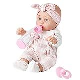 Enjoyin 12'' Baby Doll in Gift Box with Pink Cloths, Pacifier, 13''x13'' Microfabric Blanket, and Feeding Bottle. Gift Idea for Ages 3+