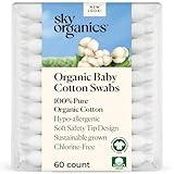Sky Organics Organic Baby Cotton Swabs for Baby, 100% Pure Organic Cotton, GOTS Certified Organic Cotton, 60 Count