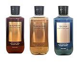 Bath and Body Works 3 Pack 2-in-1 Hair + Body Wash Teakwood, Ocean and Bourbon. 10 Oz.