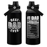 SANDJEST Best Dad Ever Water Bottle 32oz - Dad Bottle Stainless Steel Insulated Sports Bottles with Lid, Gifts for Father from Daughter Son, Dad Gifts for Birthday Christmas Fathers Day