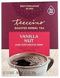 Teeccino Vanilla Nut Herbal Tea - Rich & Roasted Herbal Tea That’s Caffeine Free & Prebiotic For Natural Energy, 10 Tea Bags