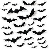 68Pcs Bat Wall Decor, Halloween Bats Decorations 3D Bats Wall Decor Realistic PVC Bats Stickers for Outdoor DIY Home Decor Party Supplies