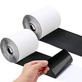 4.4" x 15 FT Heavy Duty Adhesive Hook and Loop Tape Strips - Reusable Fastener for Home, Office & Crafts (Black)