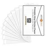 HTVRONT Printable Vinyl for Inkjet & Laser Printer - 10 Sheets Glossy White Printable Vinyl Sticker Paper Vivid Color Dries Quickly, 8.5"x11" Tear Resistant Printer Sticker Paper