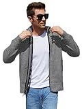 Yeokou Men's Slim Fit Zip Up Casual Knitted Cardigan Sweaters with Pockets (Medium, Dark Grey)