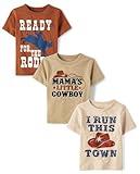 The Children's Place Baby Boys' and Toddler Assorted Everyday Short Sleeve Graphic T-Shirts,Multipacks, Run This Town/Mammas Cowboy/Rodeo 3-Pack