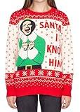 Ripple Junction Elf Buddy Santa I Know Him Pattern Ugly Christmas Sweater - Large - Ugly Christmas Sweater