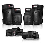 Forzueby Adult/Kids Knee Pads Elbow Pads Wrist Guards 6 in 1 Protective Gear Set for Inline Roller Skating Skateboarding Scooter BMX etc.