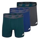 New Balance Men's 6" Boxer Brief, 3-Pack, Blue/Deep Jade/Thunder, Large(36-38")