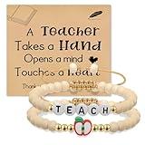 Artlunar Teacher Appreciation Gift, 2 Pcs Teacher Bracelet for Women, Teachers' Day Back to school Graduation Birthday Valentine Retirement End of Year Gifts from Student (Apple-A)