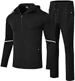 Rdruko Men's Track Suits 2 Piece Set Sweatsuits Jogging Workout Gym Warm Up Sportswear Suits with Hoodie(Black, US XL)