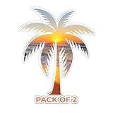 IMPERIAL VIBES – Palm Tree Beach Sticker - Vinyl Decal for Car Bumper – Waterproof Sticker for Truck – Indoor Outdoor Use for Laptop - Decal for Car, SUV, Wall and Door - 5-inch appx 2 Pack -Imp 100