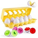 Coogam Matching Eggs 12 pcs Set Color & Shape Recoginition Sorter Puzzle for Toddlers Easter Travel Game Early Learning Educational Fine Motor Skill Montessori Gift for Year Old Kids