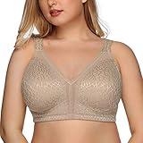 DotVol Women's Full Figure Minimizer Bras Comfort Large Busts Wirefree Non Padded Plus Size Bra(48DDD, Toffee)