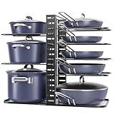 ORDORA Pots and Pans Organizer: Under Cabinet, Adjustable 8-Tier Pot Organizers inside Cabinet, Kitchen Organizers and Storage Fit 6-11 inch Lightweight Cookware