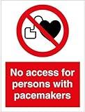 Warning Sign - No Access for Persons with Pacemakers, Aluminum Rust-Proof Security Sign for Medical Zones, Restricted Areas, Indoor Outdoor Use, 12x16 inch