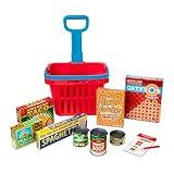 Melissa & Doug Fill and Roll Grocery Basket Play Set with Play Food Boxes and Cans (11 pcs) Kitchen Toy Food Ages 3+