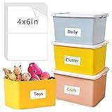 150 Pcs Labels for Storage Bins, 6 X 4 Inch Removable Labels for Storage Bins, Tear Resistant No Residue Storage Bin Label, Matte White Blank Box Label for School, Home, Business