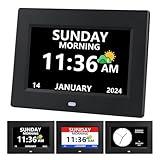 LXBYJKJ 7 Inch Digital Clock with Day and Date for Elderly Alzheimer's Dementia Clock Customizable Alarms and Medicine Reminders 3 Display Modes Large Font Digital Alarm Clock for Seniors Black