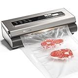 Mesliese Vacuum Sealer Machine Powerful 90Kpa Precision 6-in-1 Compact Food Preservation System with Cutter, 2 Bag Rolls & 5 Pre-cut Bags, Widened 12mm Sealing Strip, Dry&Moist Modes (Silver)