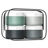 Kuangre Travel Containers for Toiletries, Silicone Cream Jars BPA-Free, Leak-proof 2oz Travel Size Containers, Portable Size Silicone Jars with Lid for Cosmetic Face Hand Body Cream (4 Pack)
