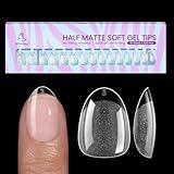 BTArtbox Extra Short Almond Nail Tips - 320pcs Half Matte Soft Gel Tips, Acrylic Pre-Shaped Fake Nails, Clear Ultra Fit & Natural False Nails for Nail Art, 16 Sizes