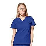 WonderWink Womens Basic V-Neck Top Medical Scrubs Shirt, Galaxy Blue, X-Small US