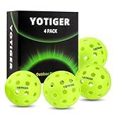 YOTIGER Pickleball Balls, 4 Pack 40 Holes Outdoor Pickleball Balls, High Visibility and Bounce, Stylish and Durable Pickleball Balls for All Style Pickleball Paddles & All Skill Levels