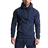 GYMELITE Men's Workout Hoodies 1/4 Zip Pullover Fashion Gym Athletic Hooded Sweatshirt Long Sleeve With Kangaroo Pocket(NYBE XL Navy Blue