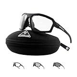 EYEGLAD REV Z87+ Powersports Motorcycle Riding Goggles High Impact Photochromic UV400 Sports Wrap Sunglasses Safety Glasses (Crystal Black)